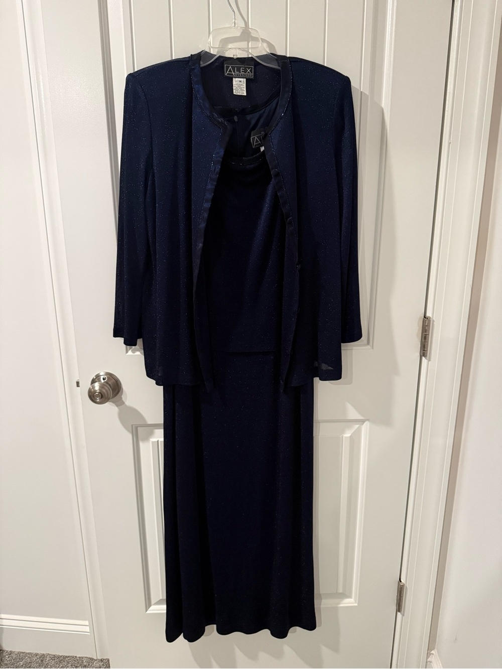Alex Evenings Navy Sparkle Maxi Dress with Jacket